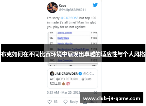 布克如何在不同比赛环境中展现出卓越的适应性与个人风格 布克如何在不同比赛环境中展现出卓越的适应性与个人风格