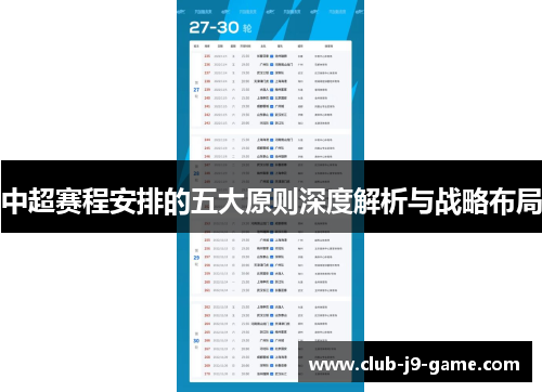 中超赛程安排的五大原则深度解析与战略布局 中超赛程安排的五大原则深度解析与战略布局